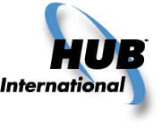 HUB International logo with blue swirl