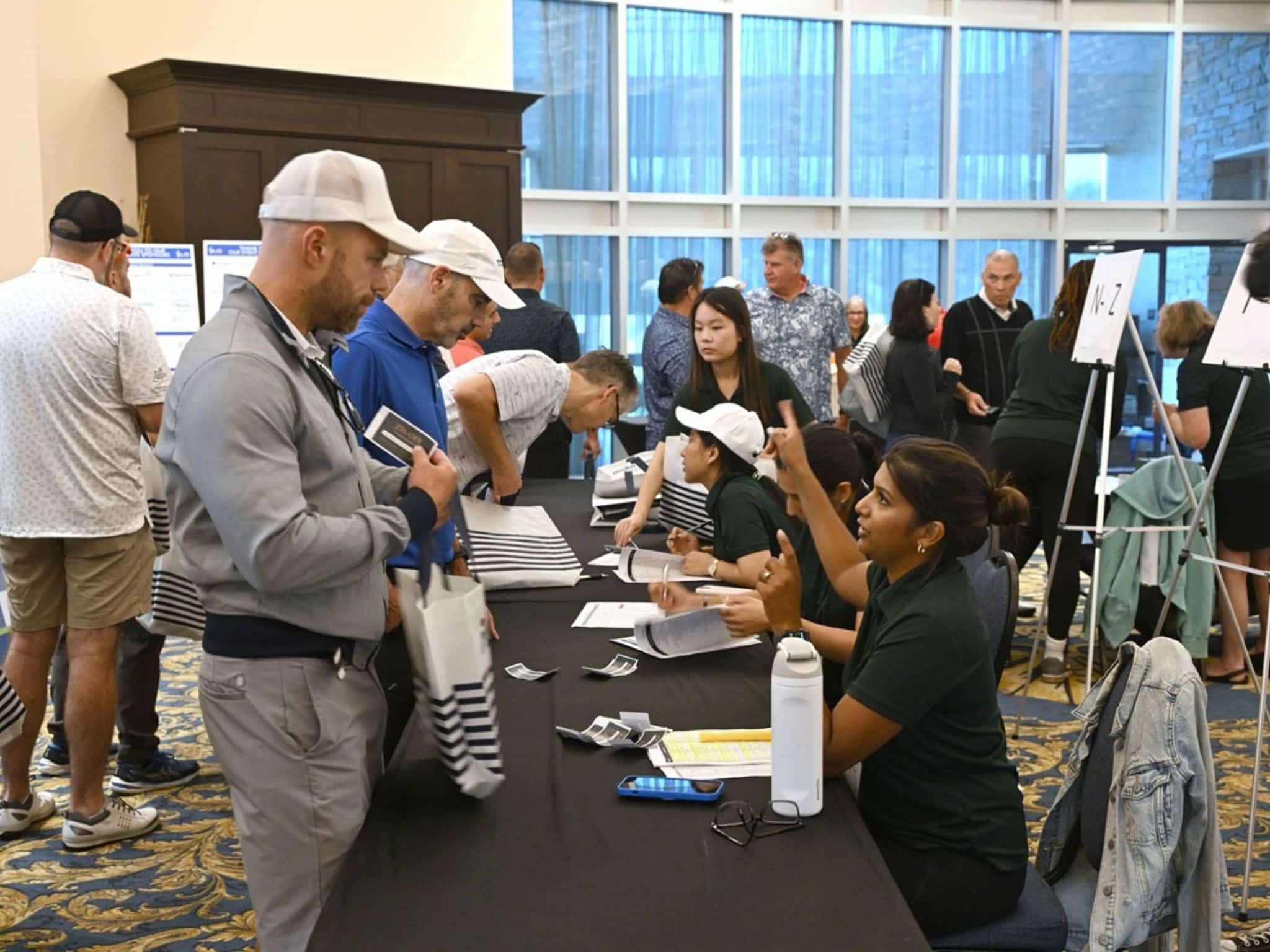 People registering at an event