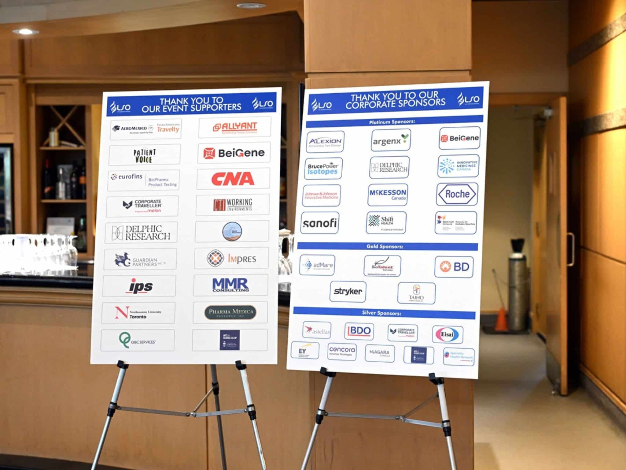 Sponsor boards at an event