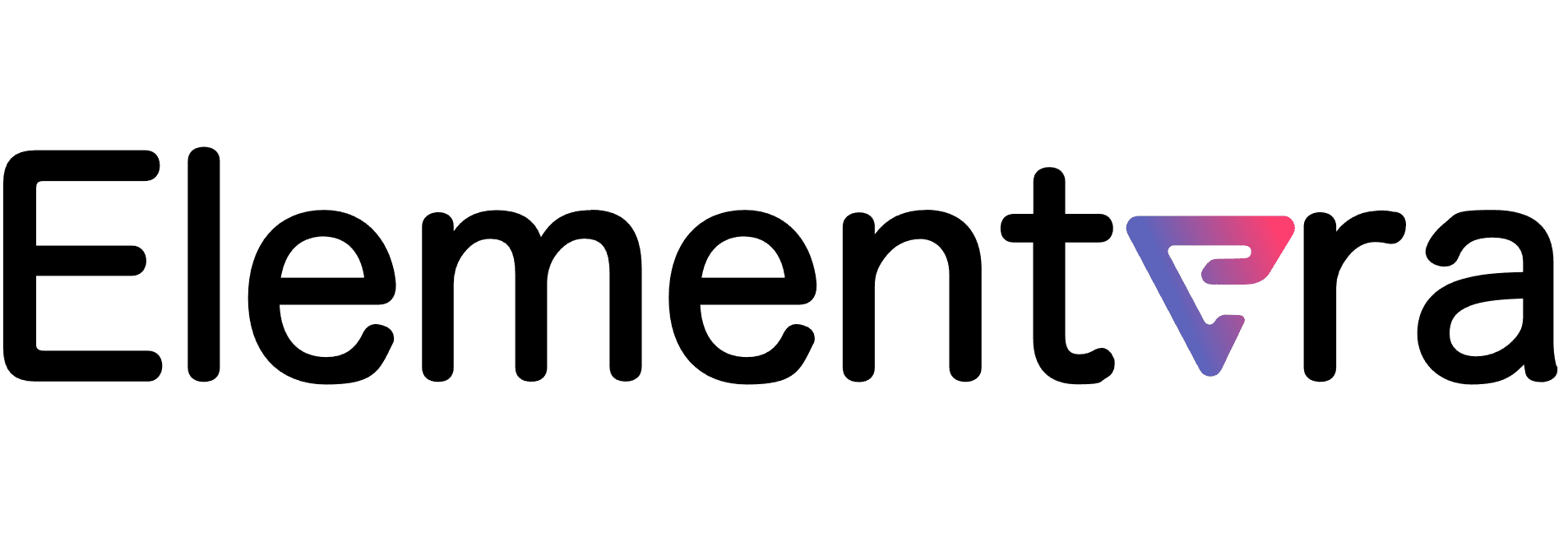 Stylized text logo with gradient triangle