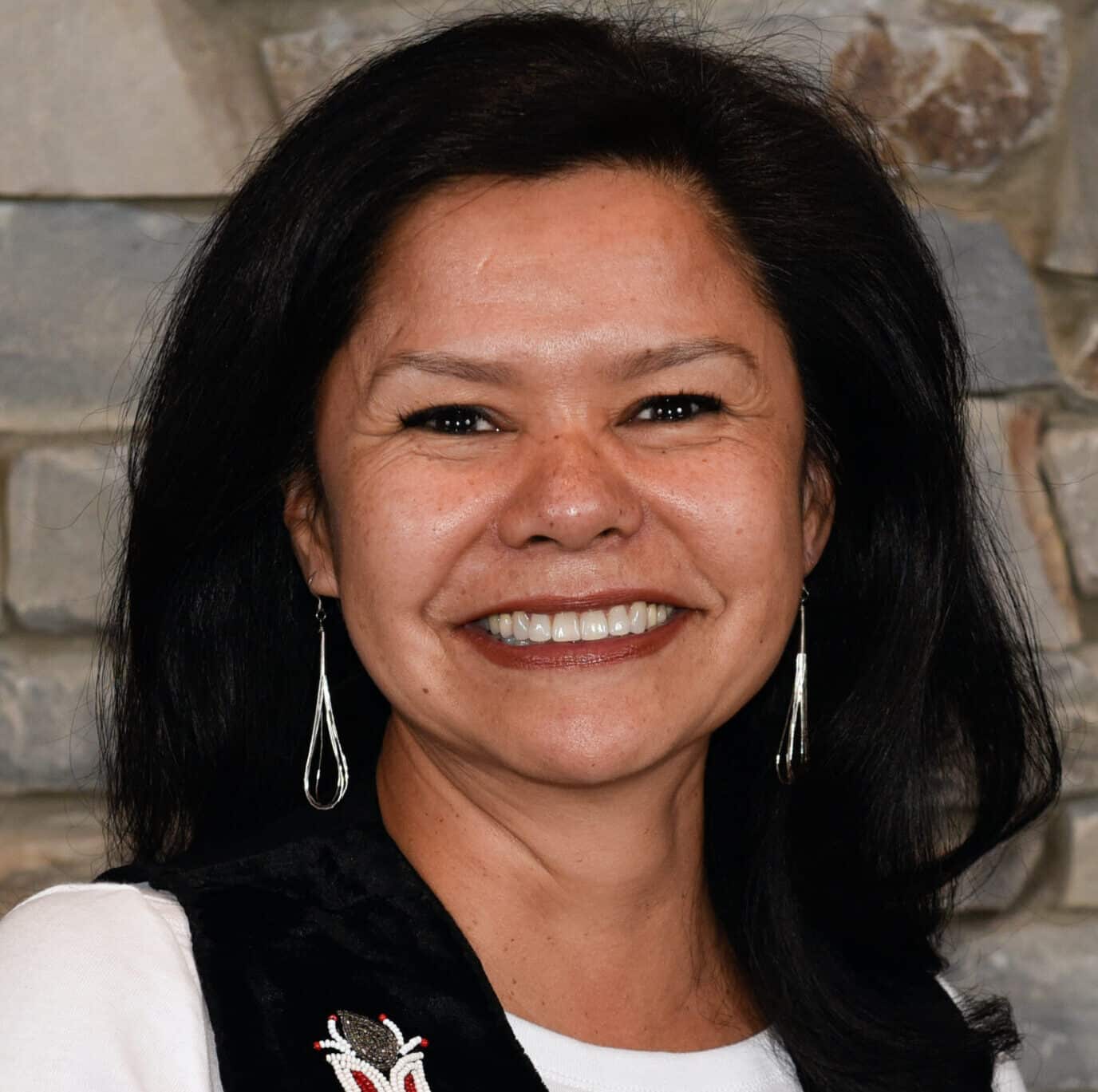 Smiling woman with dark hair