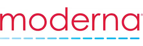 Moderna logo in red and blue
