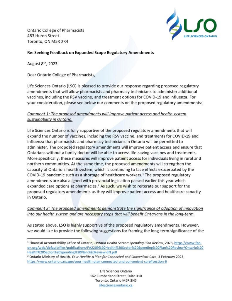 Letter regarding vaccine administration feedback