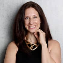 Smiling woman with long brown hair