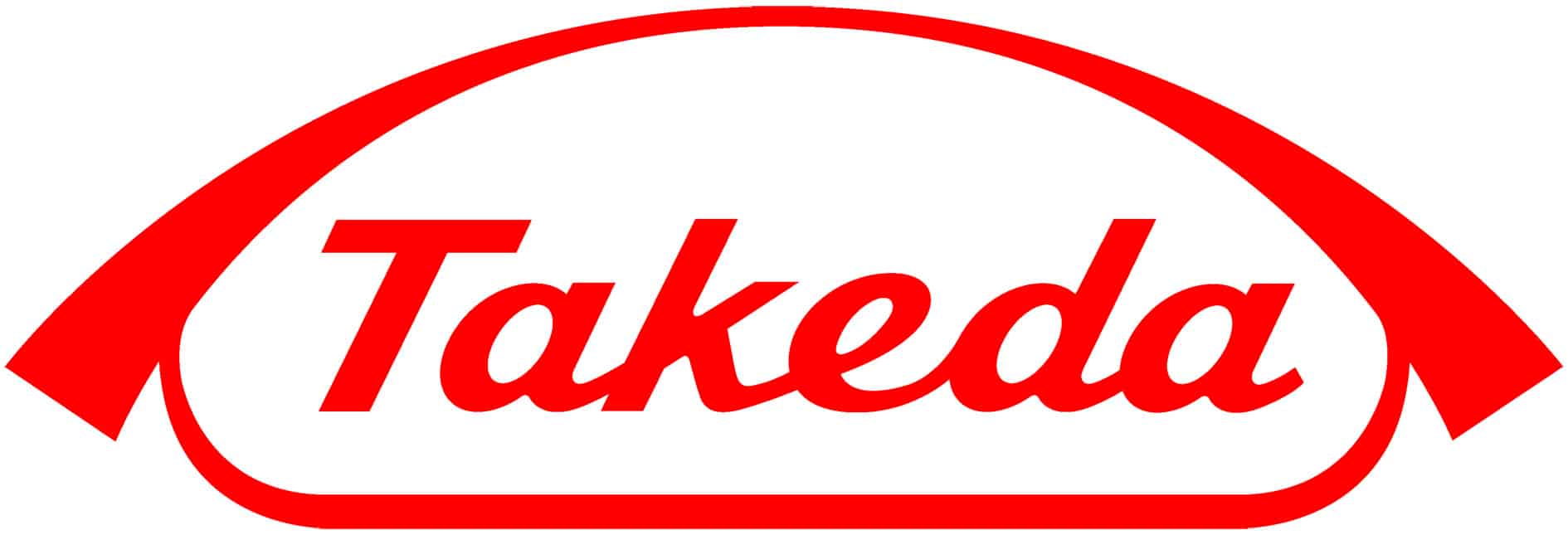 Red Takeda logo with arch design