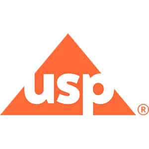 Orange triangle with USP text