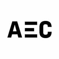 Stylized letters A, E, C design.