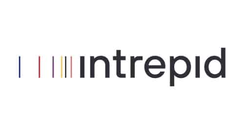 Colorful logo with the word 'intrepid'