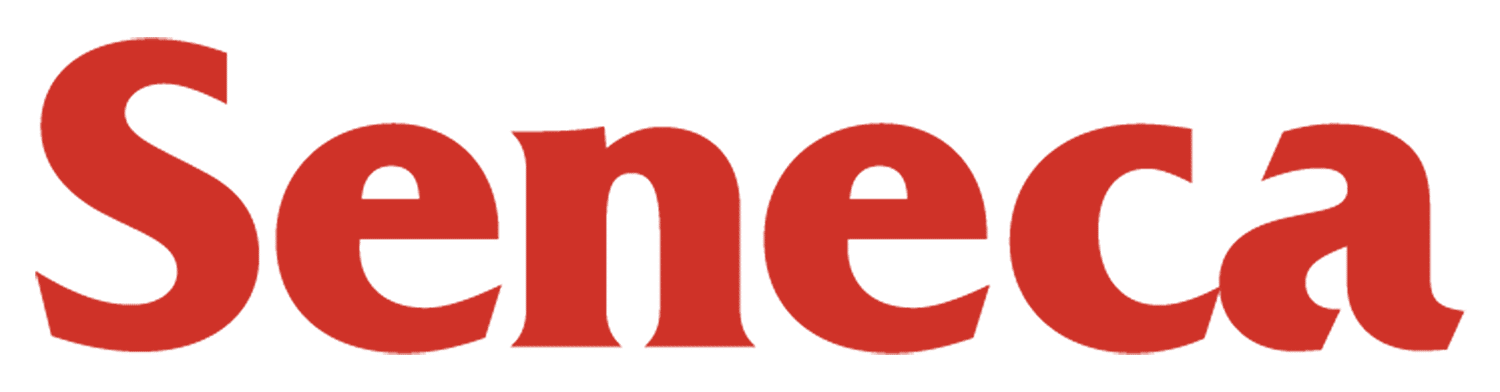 Bold red text spelling 'Seneca'