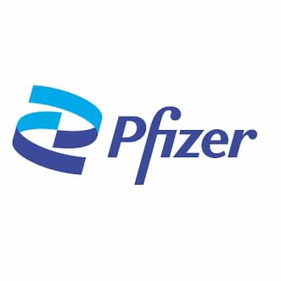 Pfizer logo with blue design elements